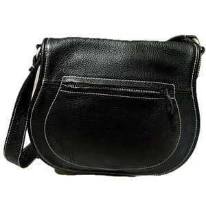 Tote Le Monde Vintage Leather Shoulder Saddle Bag, Made in Bolivia, Black
